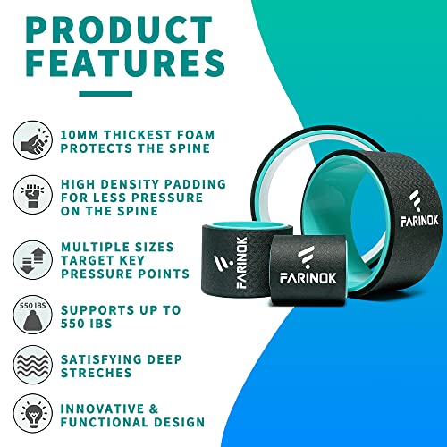 Yoga Wheel Set of 3+1, Upgraded 10MM Thick Back Wheels for Pain Relief | Strongest Back Roller for Deep Tissue Massage, Stretching, Improving Yoga Poses Backbend - style: SET OF 4