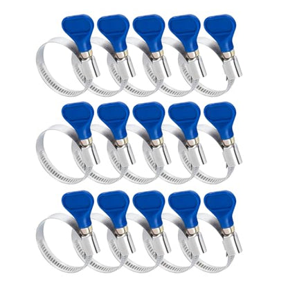 POWERTEC 70247-P3 1-1/2 Inch Key Hose Clamps, Adjustable Stainless Steel Thumb Screw Hose Clamps for Dust Collection, PVC Tubing, Pool Hose Clamp, Pipe Clamp, Worm Gear Clamp, 15 pack - size: 1-1/2 Inch, style: 15 PK