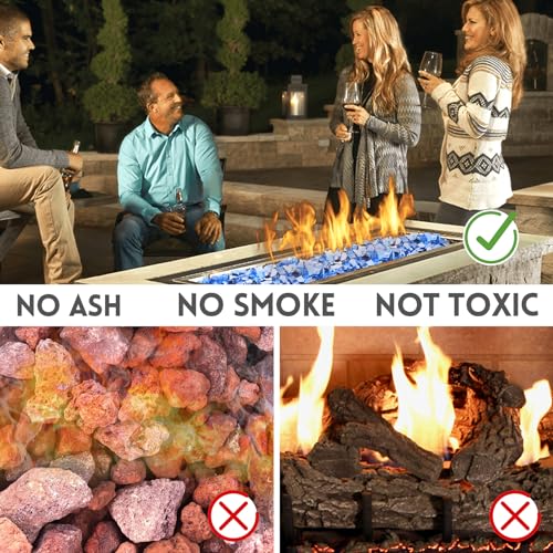 Blue Fire Pit Glass, 10 Pounds High Luster Fireplace Glass Rock | 1/2 Inch Fire Glass Rocks,Glass Rocks for Fire Pit Table, Propane Fireplaces, Fire Bowls - color: Pacific Blue, 1/2 Inch, size: 10 Pounds
