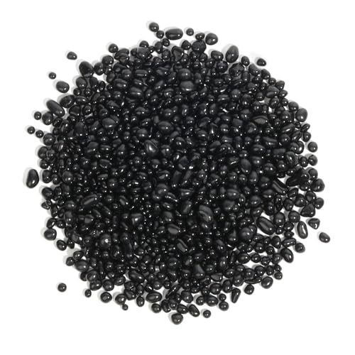 T4U Rocks for Aquarium and Plants, Black Polished Pebbles Gravel 2 lb | Smooth rounded stones for aquarium substrate, fish tank decor, succulent top dressing, vase filler and outdoor landscaping - color: #12 - Black, size: 2 LB