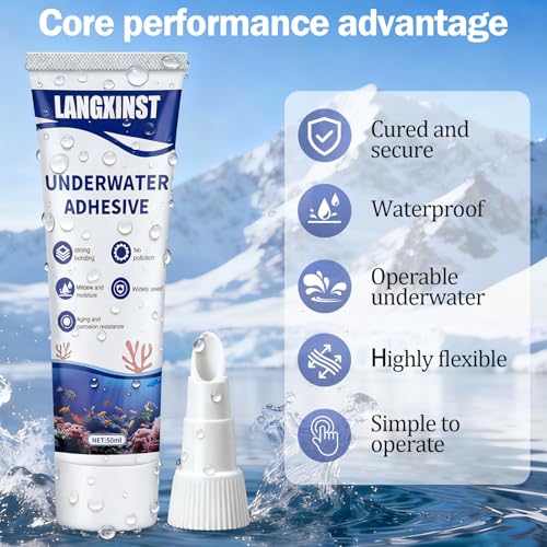 50ml Aquarium Safe Silicone Sealant, Clear Waterproof Fish Tank Repair | Clear flexible silicone seals aquarium cracks and leaks with strong adhesion for above-water and underwater repairs. - size: 50ml