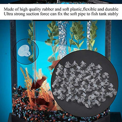 50pcs Aquarium Sucker Clips, Fish Tank Hose Holder Clamps, Ultra Strong Suction Cup Clips for Oxygen Pump Soft Pipe, Transparent Rubber Tube Holders for Aquarium Fish Tank Accessor