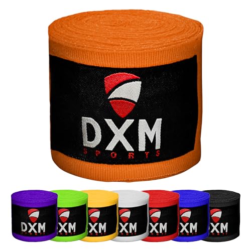 DXM SPORTS Boxing Hand Wraps Inner Gloves - 180 Inch Elasticated Thumb Loop Bandages - Kickboxing MMA Muay Thai Kickboxing Martial Arts Punching Training for Men Women - color: Orange