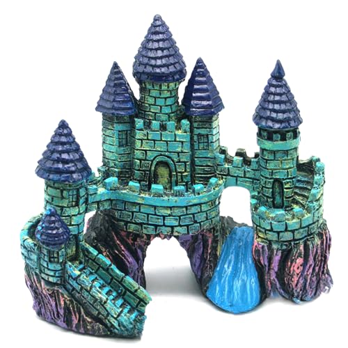Fish Tank Decorations Vintage Castle Aquarium Decorations Resin Cave Hideouts Large for for Betta Fish Freshwater and Saltwater Fishtanks, Fish Tank Accessories