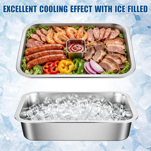 3-Set 14“ X 10.4” Shrimp Cocktail Serving Dish with Ice Tray, Chilled Serving Trays to Keep Food Cold for Patry, Cooling Charcuterie Board for Appetizer Salad Fruit Buffet Parties, Dishwasher Safe - size: 3-Set Square