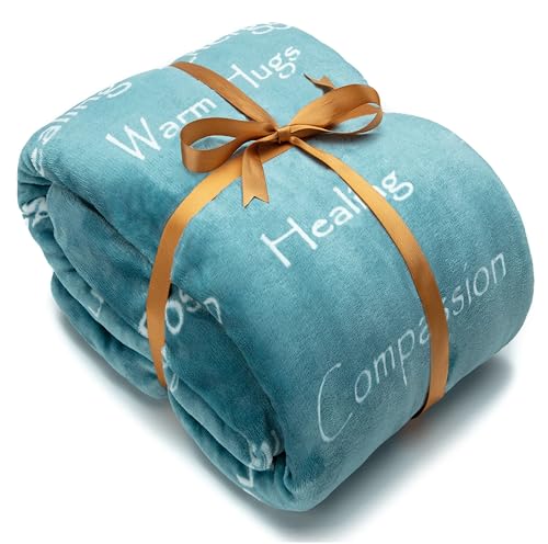 Chanasya Healing Warm Hugs Gift Throw Blanket - Sympathy Cancer Chemo Survivor Get Well Caring Gifts - Comfort Gift Blanket for Love Support Strength - Women Men Friend Grandpa - Turquoise - color: Turquoise, size: Standard Throw