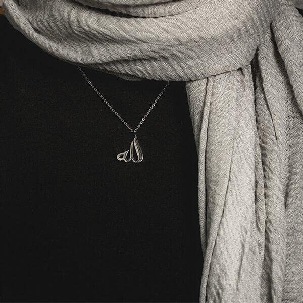 ZUDO Allah Calligraphy Necklace - 18K Gold, 18K Rose Gold & Silver Rhodium Coated Stainless Steel Pendant with Adjustable Chain, Elegant Islamic Jewelry for Women and Men, Thoughtful Gift - color: Matte Black