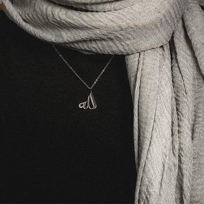ZUDO Allah Calligraphy Necklace - 18K Gold, 18K Rose Gold & Silver Rhodium Coated Stainless Steel Pendant with Adjustable Chain, Elegant Islamic Jewelry for Women and Men, Thoughtful Gift - color: Matte Black