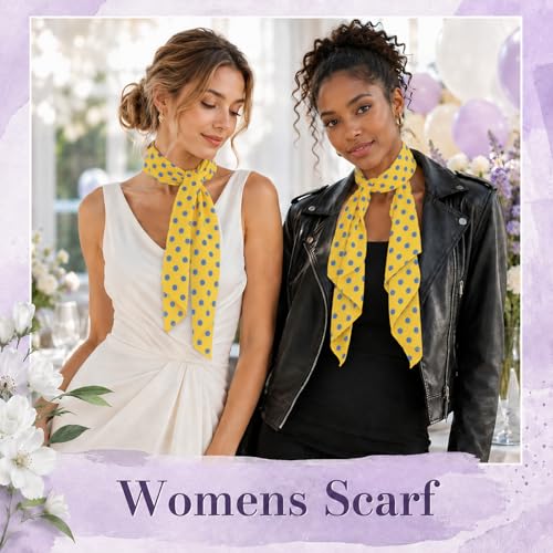Polka Dot Scarf for Women, Chiffon Womens Scarves for Travel Date - color: Yellow