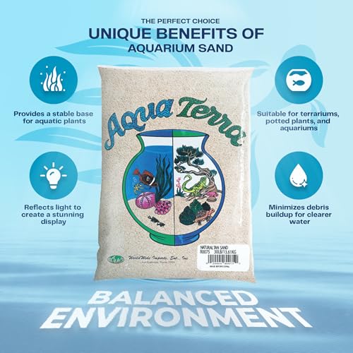 Aqua Terra Aquarium Natural Tan Sand, 5 lbs - Optimal pH Balance, Enhanced Water Clarity, Natural Aesthetic Appeal, Easy Maintenance, Eco-Friendly Health