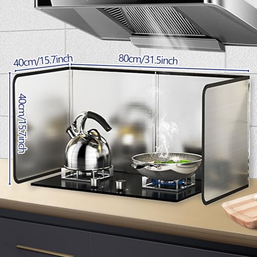 4 Sided Grease Splatter Guard Foldable Splatter Guard for Stove Stainless Steel Oil Splatter Screens Backsplash for Wall Gas Range Frying Pan Camping(Size:15.7×31.5×15.7inches) - size: 15.7×31.5×15.7inches