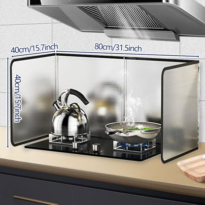 4 Sided Grease Splatter Guard Foldable Splatter Guard for Stove Stainless Steel Oil Splatter Screens Backsplash for Wall Gas Range Frying Pan Camping(Size:15.7×31.5×15.7inches) - size: 15.7×31.5×15.7inches