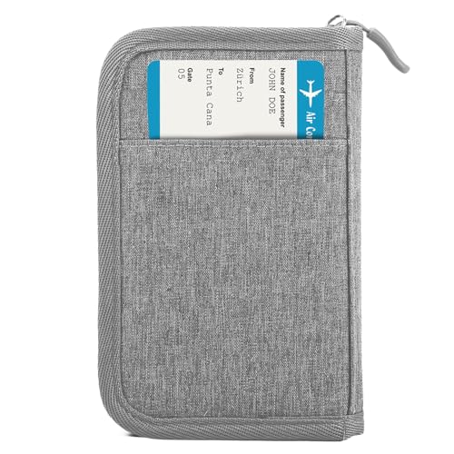 Passport Holder for Travel, Women Rfid Blocking Passport Wallet, Travel Essentials Premium Wallets, Waterproof Passport Holders Bag for Men Traveling, Travel Document Organizer Credit Cards Case - color: Single - Dove Grey