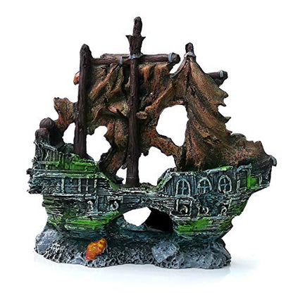 M2cbridge Antique Roman Column Ruins European Castle Aquarium Decorations Fish Tank Hideout Rocks (Pirate Shipwreck) - color: Pirate Shipwreck