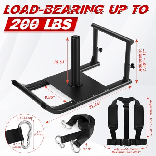 GADFISH Medium-sized Weight Sled, Adjustable Height Workout Fitness Sled for Speed Training, Push and Pull Sleds for Exercise, Suitable for 1" & 2" Weight Plate, Applicable to Multiple Scenarios