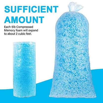 DR.DUDU 5lbs Shredded Memory Foam Filling for Bean Bag Filler, Soft and Convenient Pillow Stuffing Foam for Couch Cushion Dog Bed Chair Arts Crafts, Added Gel Particles (Blue) - size: 5lb