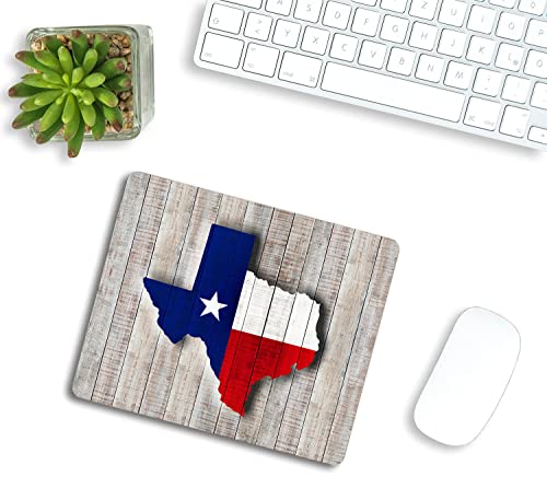 Texas Map Mouse Pad, Texas Flag on Rusty Rustic Wooden Board American Southwestern Customized Non-Slip Rubber Base Mousepads, Computer Mouse Pads for Wireless Mouse 9.5×7.9×0.12 inches - color: TSP99