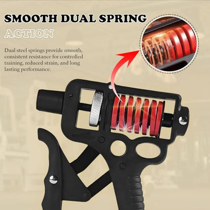 Adjustable 10–400 lb Grip Strength Trainer (Premium Adjustable Grip Strengthener for Forearm Training) Alloy Frame, Titanium-Plated Steel, TPR Non-Slip Handles | Color Black