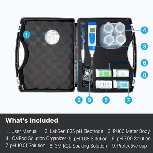 Apera Instruments PH60-HF Handheld pH Meter Tester Kit with LabSen 835 ATC pH Electrode for Lab-Grade pH Measurement in Liquids Containing Strong Acid or Hydrofluoric Acid - style: For Strong Acidic Solutions