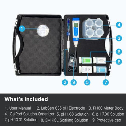 Apera Instruments PH60-HF Handheld pH Meter Tester Kit with LabSen 835 ATC pH Electrode for Lab-Grade pH Measurement in Liquids Containing Strong Acid or Hydrofluoric Acid - style: For Strong Acidic Solutions