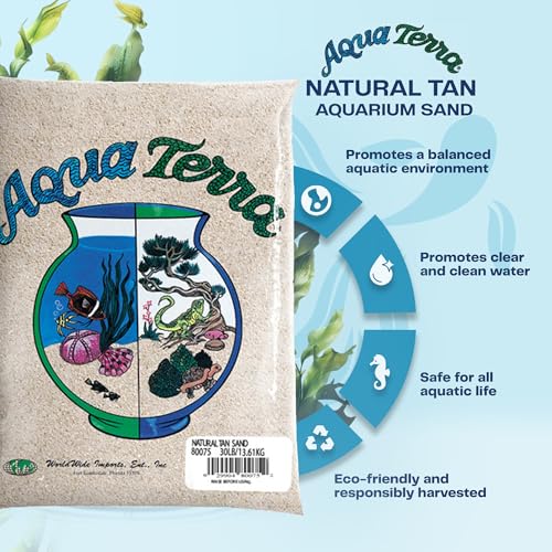 Aqua Terra Aquarium Natural Tan Sand, 5 lbs - Optimal pH Balance, Enhanced Water Clarity, Natural Aesthetic Appeal, Easy Maintenance, Eco-Friendly Health