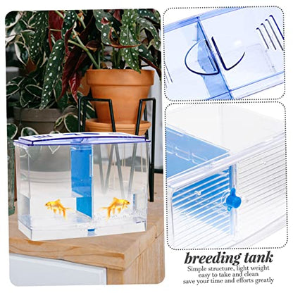 Wakauto Aquarium Isolation Box for Fish Breeding and Separation Transparent Acrylic Hatchery with Removable Partition Suitable for Betta Guppies Compact Dual Chamber Fish Tank