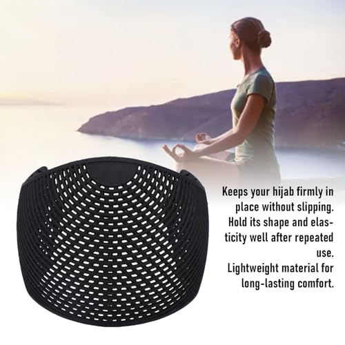 Hijab Hair Grip Band, PP Material Under Scarf Cap Women Non Slip Stretchy Band Hand Washable No Scalp Pressure for Workout Work School (Black)