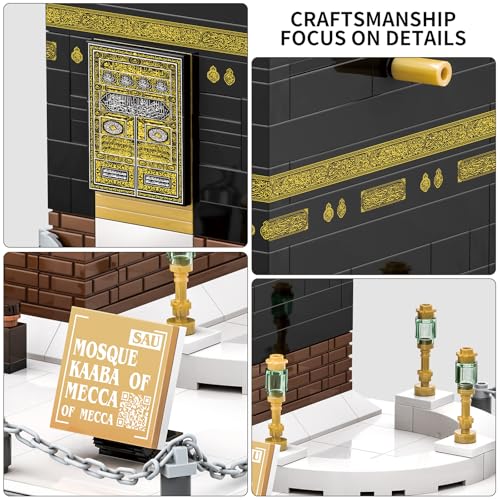 CAXIMSY Islamic Mosque Kaaba Architectural Model Building Block Sets Muslim Bricks Toy Hajj Kit Eid Gifts for Adult 446 Pieces - style: Mosque Kaaba Model