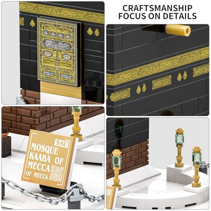 CAXIMSY Islamic Mosque Kaaba Architectural Model Building Block Sets Muslim Bricks Toy Hajj Kit Eid Gifts for Adult 446 Pieces - style: Mosque Kaaba Model