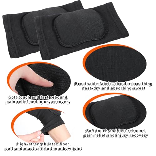 1 Pair Volleyball Elbow Pads, Black Arm Brace Ventilate Sport Elbow Protector Strap, Breathable Elbows Pads Arm Pad With Padded for Men and Women Basketball