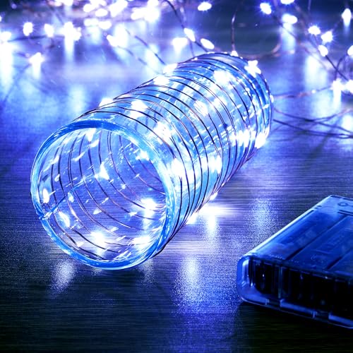 Ariceleo 2 Pack 16.4ft Battery Operated String Lights with Timer, Cool White with Synchronized Twinkle Mode, Fairy Lights Battery Powered, 50 LEDs, Idea for Christmas Bedroom Party Wedding - color: Cool White, size: 2 Pack-Upgrade