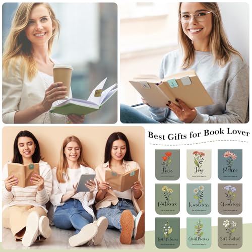 Tisancy 9 Pcs Christian Magnetic Bookmarks Bulk Inspirational Gifts Leather Bookmarks Handmade Bible Motivational Gifts for Vbs Sunday School Book Club(Green Brown) - color: Green Brown