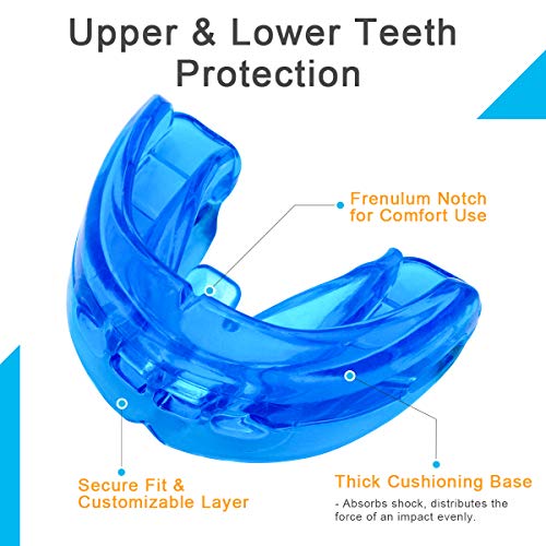 Coolrunner Double Braces Mouth Guard, Sports Athletic Mouth Guards Youth Mouthguard for Upper and Lower Teeth Protection Required for Youth, Teenager and Adults (Blue) (Blue)