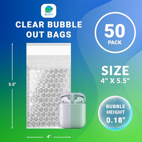 Shipping Bubble Bag, 4 x 5.5 Inches. 50 Pack Clear Bags for Packaging. Self Seal Bubble Pouches for Packing. Waterproof Polyethylene Storage Moving Bags. Packing Materials for Fragile Items - size: 4" x 5.5" / 50 Pack