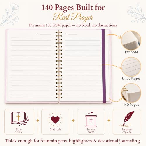 Hardcover Blank Christian Notebook – 140 Pages - Matthew 17:20 | Lined Pages with Bible Verse Cover – Inspirational Writing Spiral Notebook for Bible Study, "Faith Can Move Mountains", Pink - color: Faith_Pink
