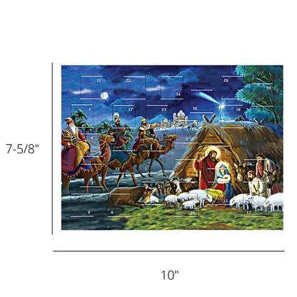 Needzo Countdown to Christmas 2025 Religious Advent Calendar, Traditional Nativity Scene Full Color Artwork, 24 Door Tabs Fun Educational Christian Activity for Boys and Girls (Pack of 3)