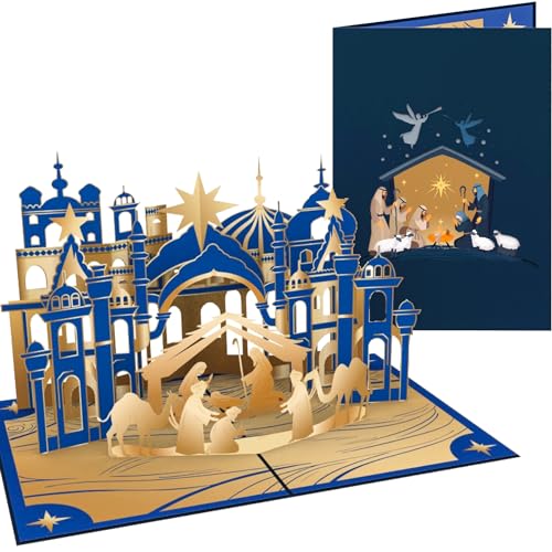 PopLife Nativity Scene 3D Pop Up Card - Handmade Card, Religious Holiday Gift, Blank Christmas - color: Nativity Scene