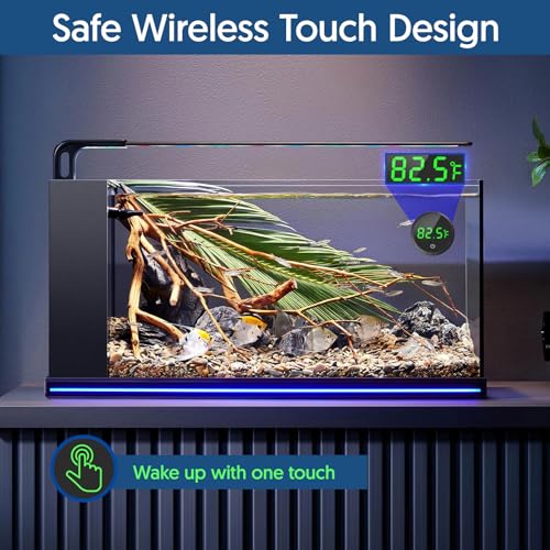 QZQ Fish Tank Thermometer Aquarium Thermometer Wireless Touch Stick Digital Aquarium Thermometer LED Display ±1°F for Monitoring The Fish Tank Aquarium Temperature Accessories (Black) - color: Black