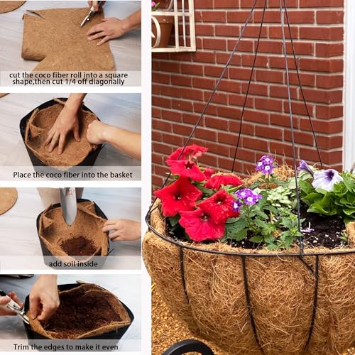 Coco Liner Roll 16x120 Inch Natural Coconut Fiber Mat for Planters | Natural Coconut Fiber, Cut-to-Fit Liner Roll, Ideal for Hanging Baskets, Planters, Window Boxes & Garden Use - size: 16in X 120in