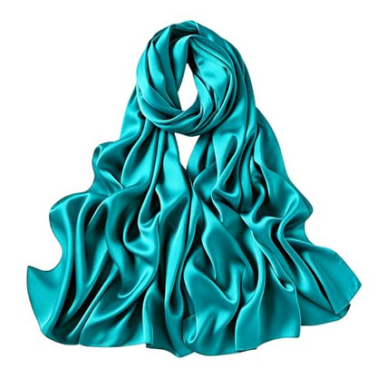 Lina & Lily Luxury Satin Hijab Head Scarf Shawl Wrap for Muslim Women Extra Long - color: Light Teal