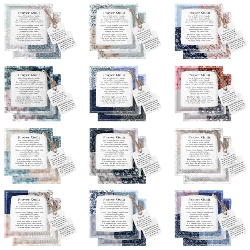FuWeave 12 Pack Pocket Prayer Quilt Christian Gifts with Cross Inside - style: Fantasy