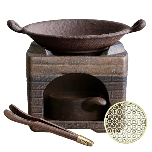 Ceramic Incense Burner Kit, Zen Incense Holder with Candle Clip,Mat & Heat Resistant Brick, Ceramic Aromatherapy,Stove Essential Oil Burner, Suitable for Home and Office Use. - color: Double-eared Baking Dish + Square Oven