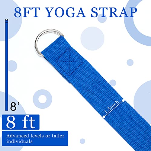 6 Pcs Yoga Strap for Stretching 8 ft Yoga Exercise Adjustable Straps Bands with Safe D Ring Buckle for Pilates, Gym Workouts, Fitness, Physical Exercise, Dance, Improve Flexibility - color: Royal Blue