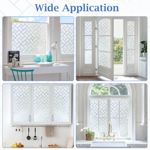 Coavas Window Privacy Film UV & Sun Blocking No Glue 23.6"x78.7" Frosted | Static Cling Removable Anti Glare Heat Control Day and Night Frosted Glass Window Film for Bathroom Home Office - color: White, size: 23.6 x 78.7 Inch