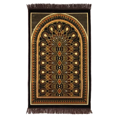 Muslim Prayer Rug, Soft Plush Thin Islamic Prayer Mat, Janamaz, Sajada, Praying Carpet, Islamic Gift for Men & Women, Islamic Ma, Eid & Ramadan Gift with Prayer Beads, 26x43 inch, Black - color: Kaaba / Midnightblack