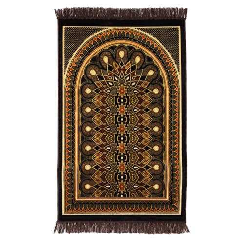Muslim Prayer Rug, Soft Plush Thin Islamic Prayer Mat, Janamaz, Sajada, Praying Carpet, Islamic Gift for Men & Women, Islamic Ma, Eid & Ramadan Gift with Prayer Beads, 26x43 inch, Black - color: Kaaba / Midnightblack