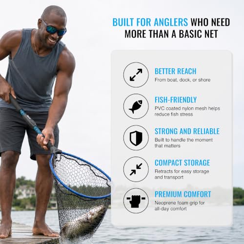EGO S2 Kryptek Slider Fishing Net, Adjustable, Interchangeable Heads - size: Kryptek 18" to 36" Handle, 22” x 23” Hoop, style: Pvc Coated Nylon Mesh