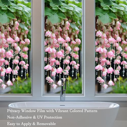 Stained Glass Window Film, Frosted Privacy Window Film for Glass Windows Cover, Static Cling, Removable, Reusable, Anti-UV, Heat Blocking 17.7" x 39.4" - color: Bh5150