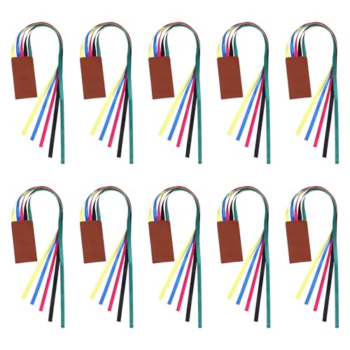 10 Pcs Bible Ribbon Bookmark, Multi Page Bible Bookmark Artificial Leather with 5 Colorful Ribbons, Christian Book Markers with Ribbons, Book Marks for Lover Reader - color: Brown