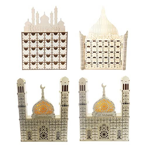 Ramadan Countdown Calendar, Wooden Ramadan Advent Countdown Calendar, Wooden Drawer Muslim Ramadan Decoration for Home Office Table Eid Party Decor